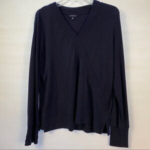 𝅺Lands End Vneck Sweater Lightweight Navy Blue